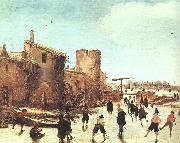 Esaias Van de Velde Skaters on the Moat by the Walls oil painting artist